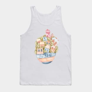 Cute watercolor lighthouse digital illustration Tank Top